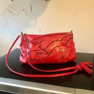 Carlo Fiori Vtg red star purse snakeskin